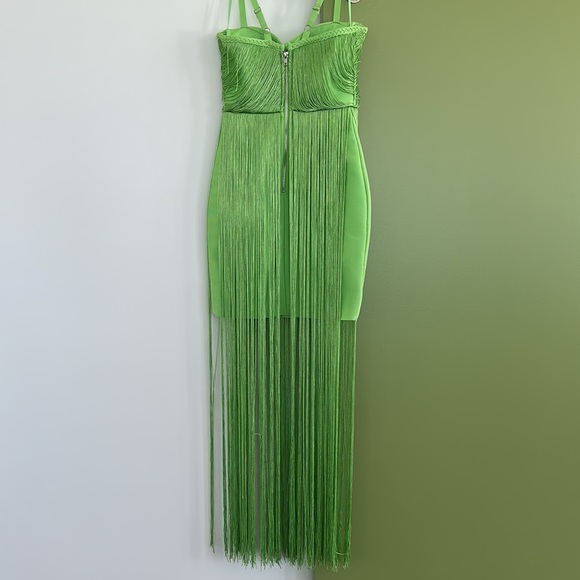 Neon green fringe dress - Picture 4 of 8